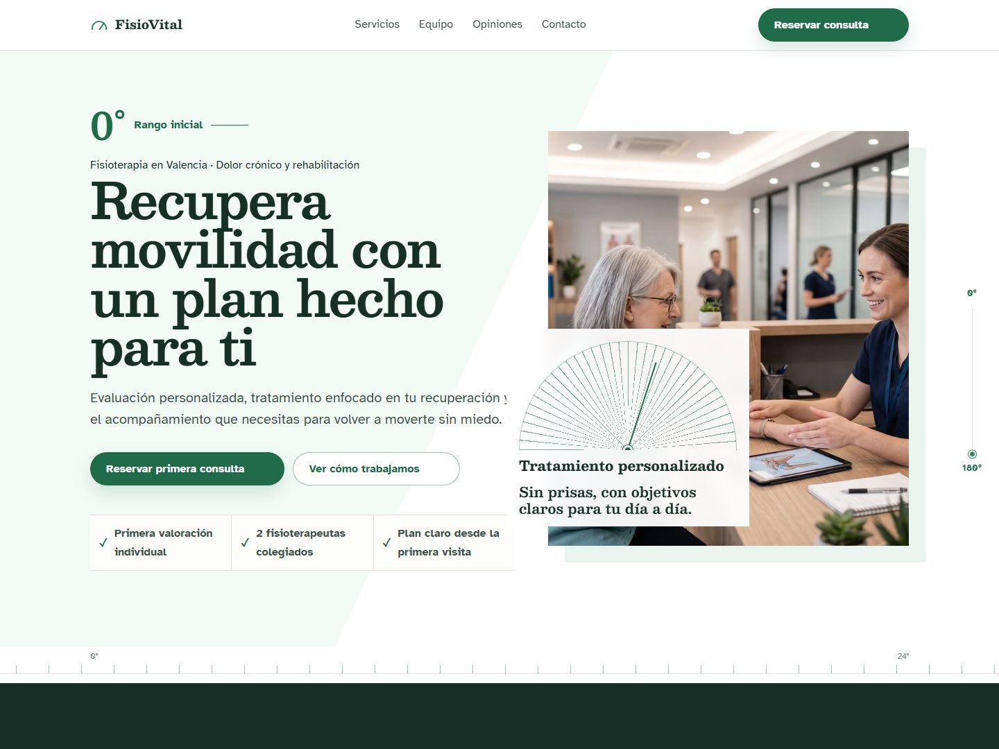 Hero real de FisioVital: mensaje de recuperación y consulta de fisioterapia